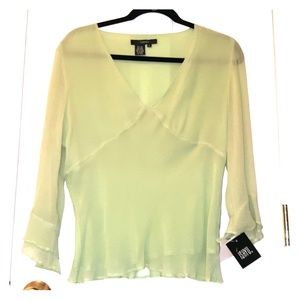 SILK BLOUSE by ISHYU  NWT CELADON size M